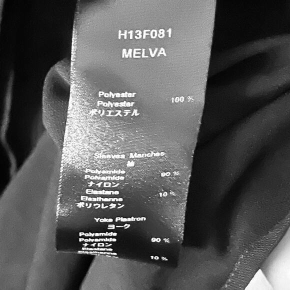 Anne Fontaine Sheryl Mesh Button Down Shirt Black White Size 6 EUC - Picture 7 of 9